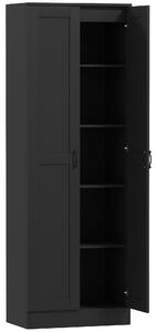 HOMCOM Armadio 2 ante mobile contenitore con 4 ripiani, stile contemporaneo, 60L x 36,5l x 175H nero | Aosom Italy