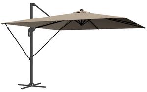 Outsunny Ombrellone da Giardino 3x3m Decentrato con Base a Croce e Copertura, in Alluminio, Cachi | Aosom Italy