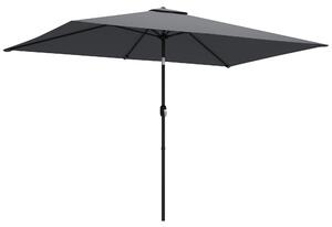 Outsunny Ombrellone Rettangolare da Giardino 3x2 m con Manovella, in Metallo e Poliestere, Grigio Scuro | Aosom Italy