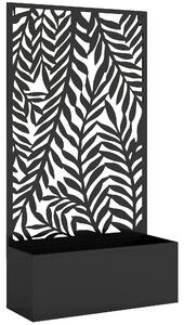 Outsunny Fioriera con frangivista Fioriera con griglia per rampicanti motivi foglie tropicali 61 x 23 x 113 cm Nero | Aosom Italy