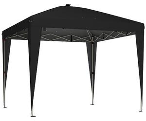Outsunny Gazebo 3x3 m Pieghevole ad Altezza Regolabile con Luce Centrale e Telecomando, in Metallo e Poliestere, Nero | Aosom Italy