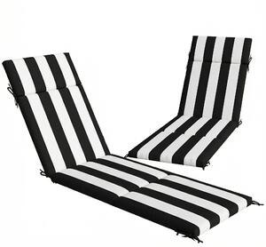 Outsunny Set 2 Cuscini per Sedie da Esterno con 6 Lacci di Fissaggio, in Cotone, 183x54x6.5 cm, Nero e Bianco | Aosom Italy