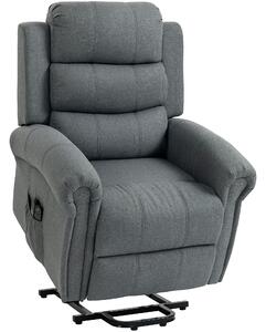 HOMCOM Poltrona massaggiante con funzione alzata, poltrona relax, testine vibranti, con funzione inclinabile, effetto lino, Grigio | Aosom Italy