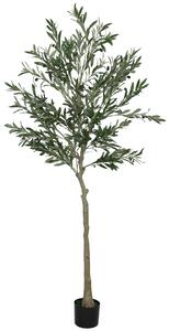 HOMCOM Pianta Artificiale di Olivo Alta 180 cm, Albero Finto con 900 Foglie e 40 Olive, Vaso Incluso | Aosom Italy