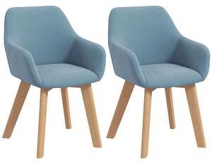 HOMCOM Set di 2 sedie da pranzo Sedia Seduta imbottita in tessuto effetto velluto Gambe in legno, blu | Aosom Italy