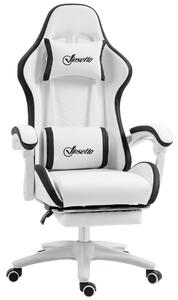 Vinsetto Sedia da Gaming con Altezza Regolabile e Schienale Reclinabile, 65x65x121-129 cm, Bianco e Nero | Aosom Italy