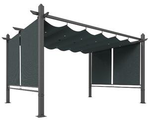 Outsunny Pergola in Alluminio Gazebo da Giardino Tende Automatiche Scorrevole Retrattile UV50+ 3x4 m Grigio Antracite | Aosom Italy