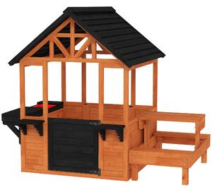 Casetta in Legno AIYAPLAY, Gioco Interno/Esterno per Bambini 3-8 Anni con Tavolo e Panche, Marrone | Aosom Italy