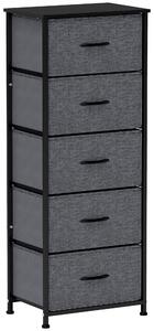 HOMCOM Cassettiera 5 cassetti, cassetti in tessuto pieghevoli, struttura in acciaio nera, 45 x 30 x 116 cm Grigio scuro | Aosom Italy