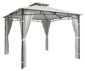 Outsunny Gazebo da Giardino Esterno Struttura del Tetto Retrattile e Doppio Tetto UV50+ Impermeabile 3x3m Crema | Aosom Italy