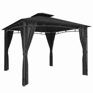 Outsunny Gazebo da Giardino Esterno Telaio del Tetto Retrattile e Doppio Tetto UV50+ Impermeabile 3x3m Grigio Antracite | Aosom Italy