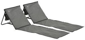Outsunny Set 2 Sdraio da Spiaggia Pieghevoli e Regolabili con Tasca, in Acciaio e Poliestere, 142x51x40 cm, Grigio | Aosom Italy