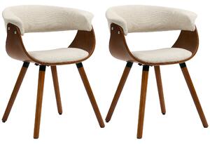 HOMCOM Set di 2 sedie da pranzo, sedie da cucina imbottite con schienale curvo e gambe in legno massello, beige | Aosom Italy