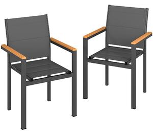 Outsunny Set 2 Sedie Giardino Impilabili con Seduta e Schienale Imbottiti, Grigio Scuro | Aosom Italy