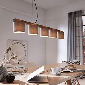 Lampada a sospensione Lampada a sospensione a 5 luci E14 max. 25 Watt metallo-legno-grigio Briloner