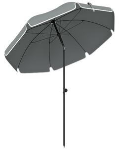 Outsunny Ombrellone da Spiaggia Inclinabile con Ancora per la Sabbia e Borsa da Trasporto, Ø150x185 cm, Grigio Scuro | Aosom Italy
