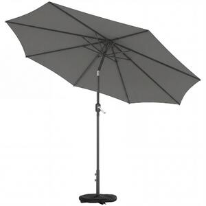 Outsunny Ombrellone Rotondo Inclinabile 3x3 m con Manovella, in Metallo e Poliestere, Grigio Scuro | Aosom Italy