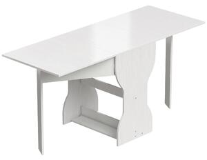 HOMCOM Tavolo da Pranzo Pieghevole per 4 Persone con Ripiano, in Legno, 160x60x75 cm, Bianco | Aosom Italy