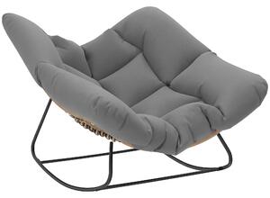 Sedia a Dondolo da Interni ed Esterni 97x107x79 cm con Seduta Extra Larga e Cuscino Imbottito in Cotone PP Grigio
