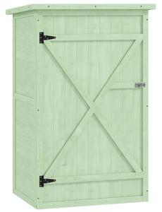 Outsunny Armadio da Giardino in Legno Casetta per Attrezzi con Ripiani Porta Serrabile Base Tetto a Una Falda in Asfalto 75 x 56 x 115 cm | Aosom Italy