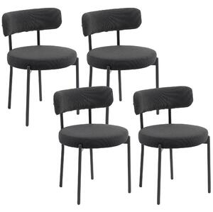 HOMCOM Set da 4 sedie da sala da pranzo con schienale in tessuto gambe in acciaio 51 x 51 x 76 cm nero | Aosom Italy