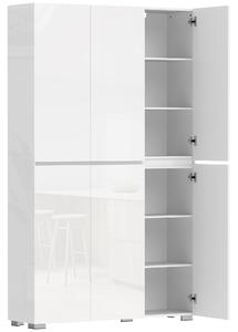 HOMCOM Buffet alto cucina armadio da cucina a finitura lucida 6 porte con chiusura ammortizzata ripiani regolabili bianco | Aosom Italy