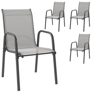 Outsunny Sedie da giardino Set da 4 Sedie impilabili per terrazza con schienale traspirante, braccioli, portata 120 kg | Aosom Italy