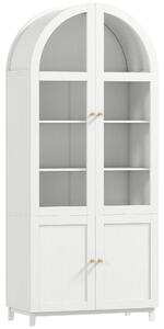 HOMCOM Armadio da cucina, vetrina con 4 ante di cui 2 in acrilico e ripiani regolabili, 78 x 40 x 180 cm, bianco | Aosom Italy