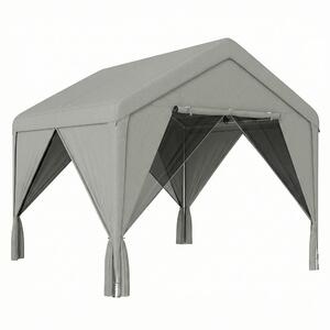 Outsunny Gazebo da giardino padiglione impermeabile struttura robusta in acciaio galvanizzato con tetto a doppia pendenza 3x3 m grigio | Aosom Italy
