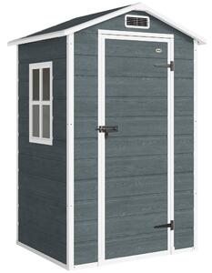 Outsunny Capanno da giardino in plastica con pavimento porta richiudibile finestra e ventilazione 128 x 104 x196 cm grigio | Aosom Italy