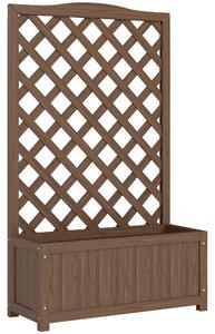 Outsunny Fioriera con traliccio, vaso per piante, per piante rampicanti, ortaggi, fiori, in legno massello, 70x28x117cm marrone scuro | Aosom Italy