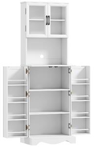 HOMCOM Buffet alto cucina armadio da cucina 4 porte 8 portaspezie piano di lavoro ripiano regolabile 60x39,5x179,6cm bianco | Aosom Italy