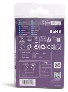 Aigostar - Catena luminosa LED per esterni 100 LED, 8 modalità, alimentazione 3x AA, 10,3 m, IP44, bianco caldo