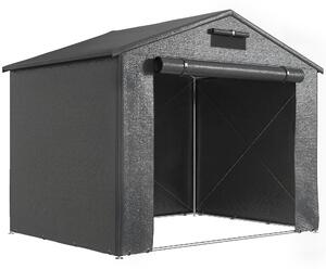 Outsunny Tenda garage 250x180 cm Impermeabile Tenda con porta avvolgibile con cerniera Finestra di ventilazione Dunkelgrau | Aosom Italy