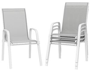 Outsunny Set di 4 Sedie da Esterno Impilabili con Sedile in Textilene per Giardino Terrazza 54x75,5x95 cm Grigio chiaro | Aosom Italy