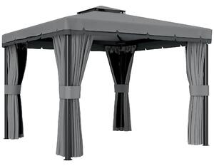 Outsunny Padiglione circa 3x3 m Idrorepellente Stabile Resistente all'inverno Padiglione da giardino con doppio tetto Zanzariere con cerniera | Aosom Italy