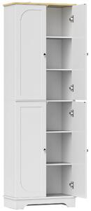 HOMCOM Dispensa da Cucina Mobile Auxiliare da Cucina con 4 Ante e Ripiani Regolabili per Sala da Pranzo Salotto 60x30x183 cm Bianco | Aosom Italy