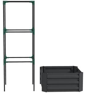 Outsunny Orto rialzato con griglia di supporto, fioriera con supporto, fondo aperto, resistente alle intemperie, 61 cm x 61 cm x 140 cm, Grigio scuro | Aosom Italy