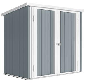 Outsunny Casetta da giardino casetta da giardino 1,09 m² 2 porte bloccabili 147 x 86 x 134 cm lamiera d'acciaio Grigio chiaro Bianco | Aosom Italy