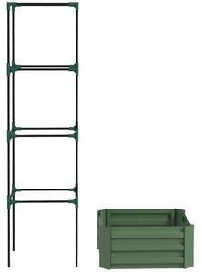 Outsunny Fioriera con traliccio regolabile, vasca fioriera con gabbia per pomodori acciaio zincato 61 x 61 x 187 cm verde | Aosom Italy