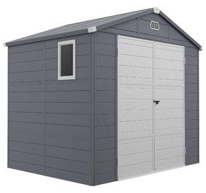 Outsunny Capanno da giardino in resina 4,56 m² con kit di fondazione zincato struttura in alluminio 240 x 190 x 228 cm grigio scuro | Aosom Italy
