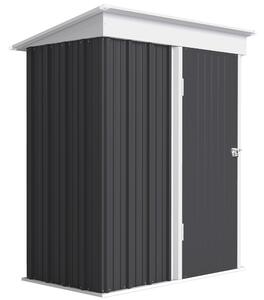 Outsunny Capanno da giardino, capanno attrezzi esterno in lamiera ondulata, design a parete, ripiani regolabili, porta richiudibile grigio scuro | Aosom Italy
