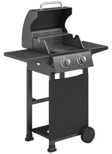 Outsunny Barbecue a Gas Propano con 2 Bruciatori, Portatile, Termometro, Nero | Aosom Italy