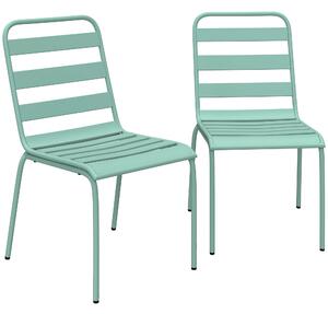 Outsunny Set di 2 Sedie da Giardino Impilabili in Metallo per Terrazza, Balcone, Giardino, Verde | Aosom Italy