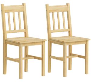 HOMCOM Set di 2 Sedie da Pranzo in Legno Sedie da Cucina con Schienale a Listelli, Seduta Ampia Legno Naturale | Aosom Italy