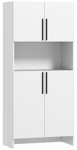 HOMCOM Mobile da cucina, dispensa per cucina, soggiorno, sala da pranzo, armadi, scaffali, ripiano per microonde, pannello truciolare, bianco | Aosom Italy