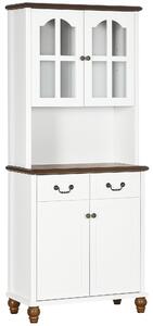 HOMCOM Armadio cucina, buffet, 2 cassetti, 2 scomparti, design classico, Bianco+Marrone scuro, 76 x 38 x 182 cm | Aosom Italy
