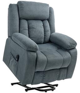 HOMCOM Poltrona alzapersone con rivestimento morbido, recliner con telecomando e tasche laterali, grigio | Aosom Italy