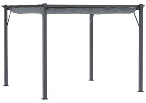 Outsunny Pergola Gazebo Copertura per terrazza con tetto scorrevole Giardino Alluminio Grigio carbone+Grigio scuro 3x3x2,23 m | Aosom Italy