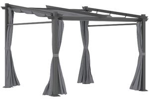 Outsunny Pergola, incluso materiale di fissaggio, tetto estraibile, 2.,97 m x 2,95 m x 2,3 m, Grigio scuro | Aosom Italy
